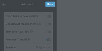 Screenshot of how to save advanced options for your Tumblr theme