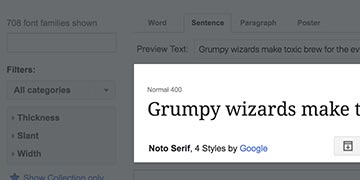 Screenshot of a Noto Serif font at Google Fonts