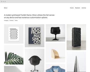 Screenshot of our grid-based Elinor Premium Tumblr theme