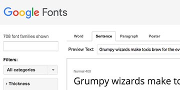 Screenshot of how to search for Google Fonts